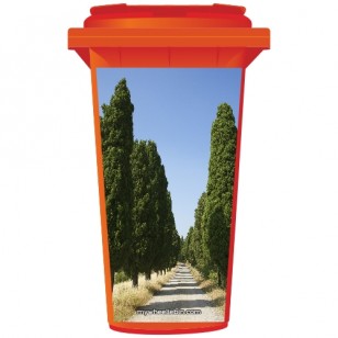 Trees Lining A Road Wheelie Bin Sticker Panel